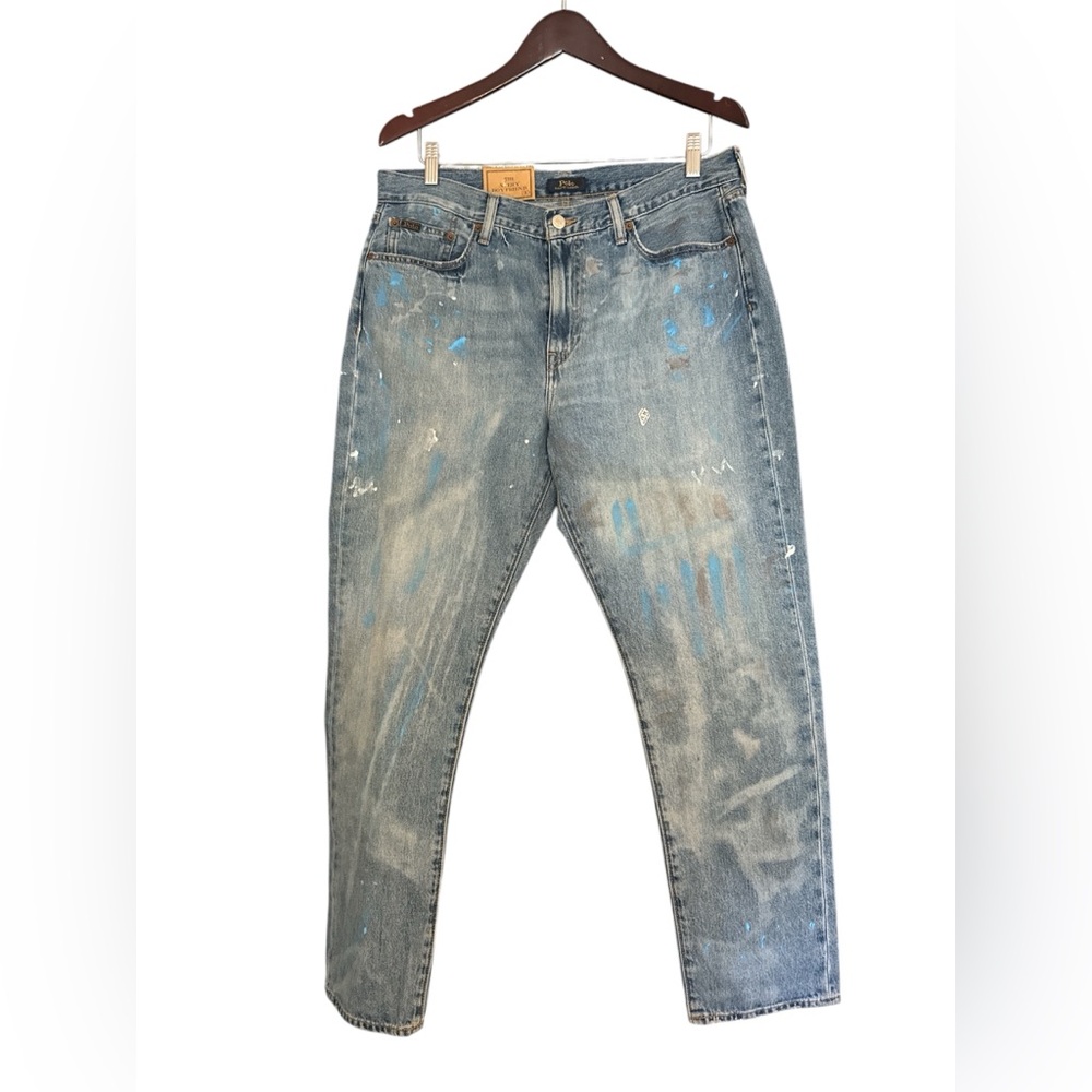 Polo Ralph Lauren- Women’s The Avery Boyfriend Blue Paint-Splatter Jeans